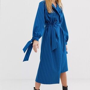 ASOS stripe wrap midi dress & convertible coat & long jacket LIKE NEW
